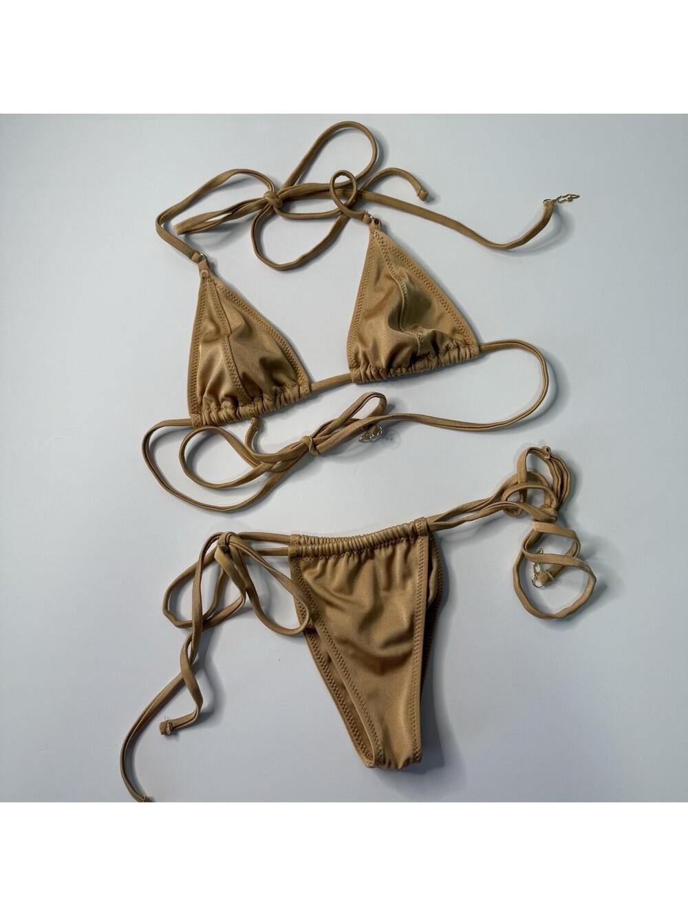 Inamorata Capreria Women’s Top Size Med & Bottom Size Sml Bikini , Brule / Gold